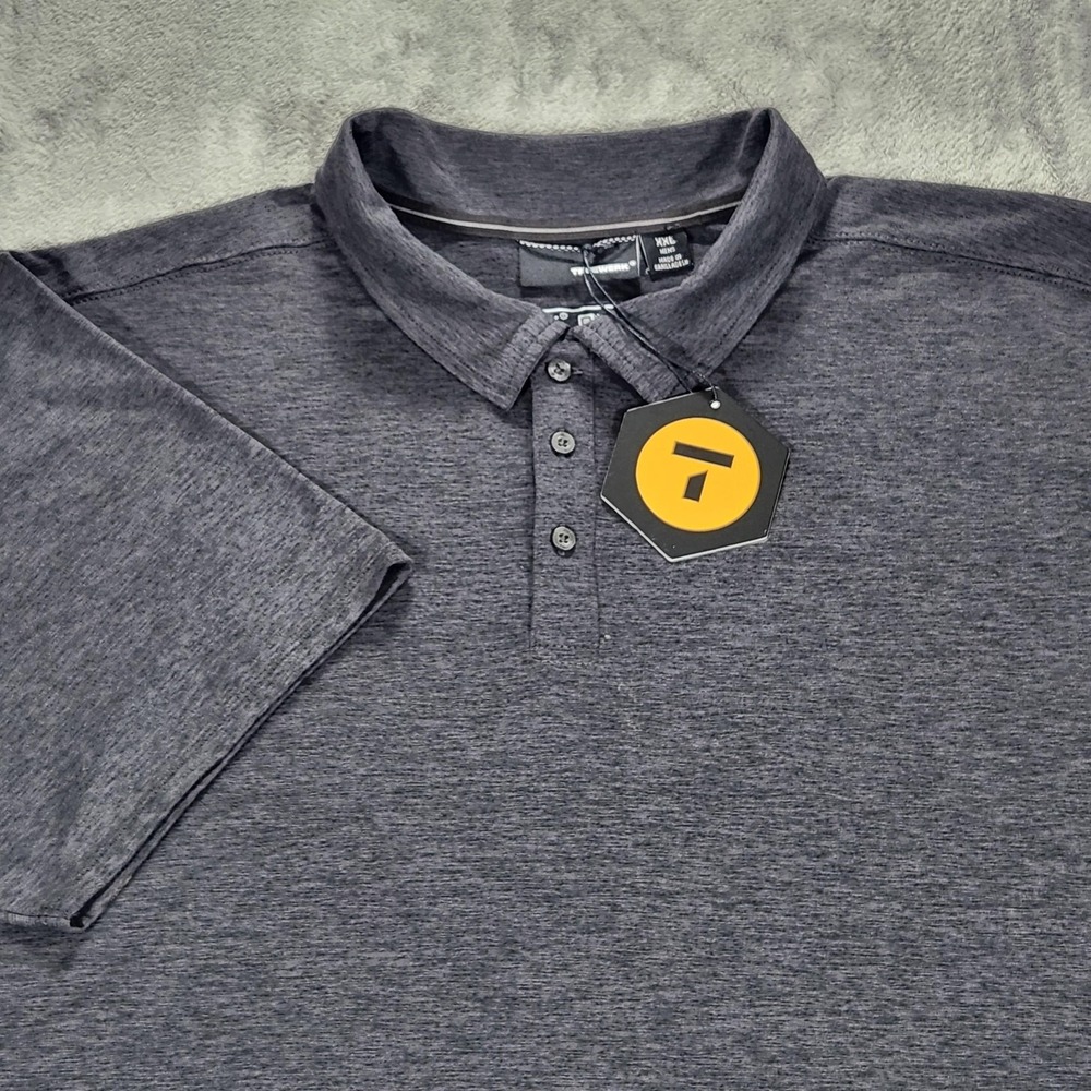 Truewerk EDO Polo‎ Shirt Mens 2XL Gray Performance Workwear Stretch Short Sleeve